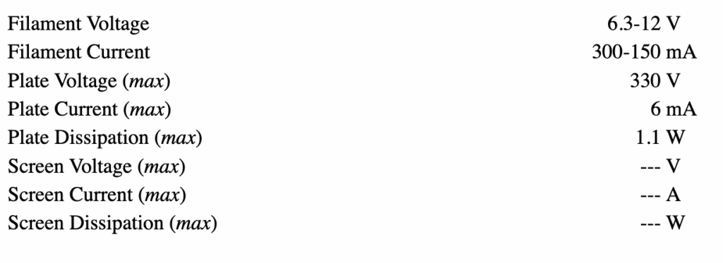 caracteristicas ecc83  12ax7